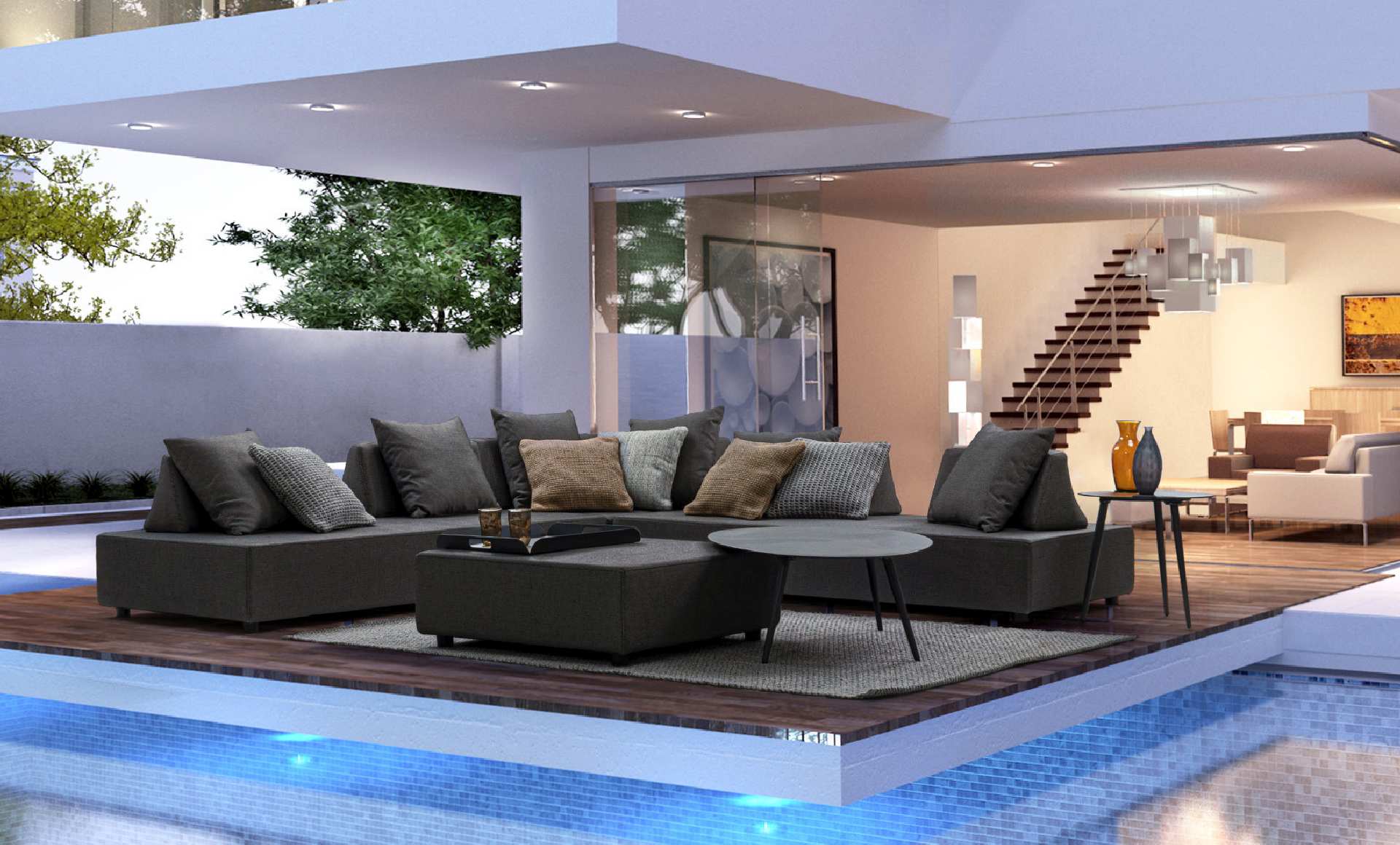 Gartenlounge Sofa Piper mit Kissen und verstellbarer Rückenlehne