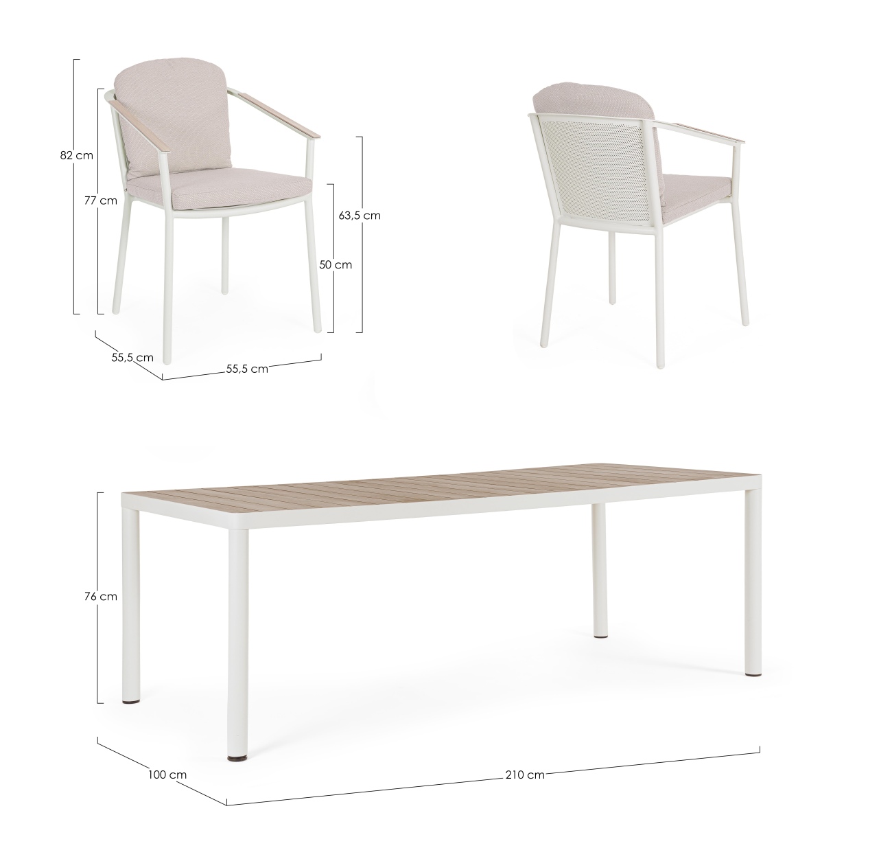 Garten-Set Ulises, Esstisch & Stühle aus Aluminium