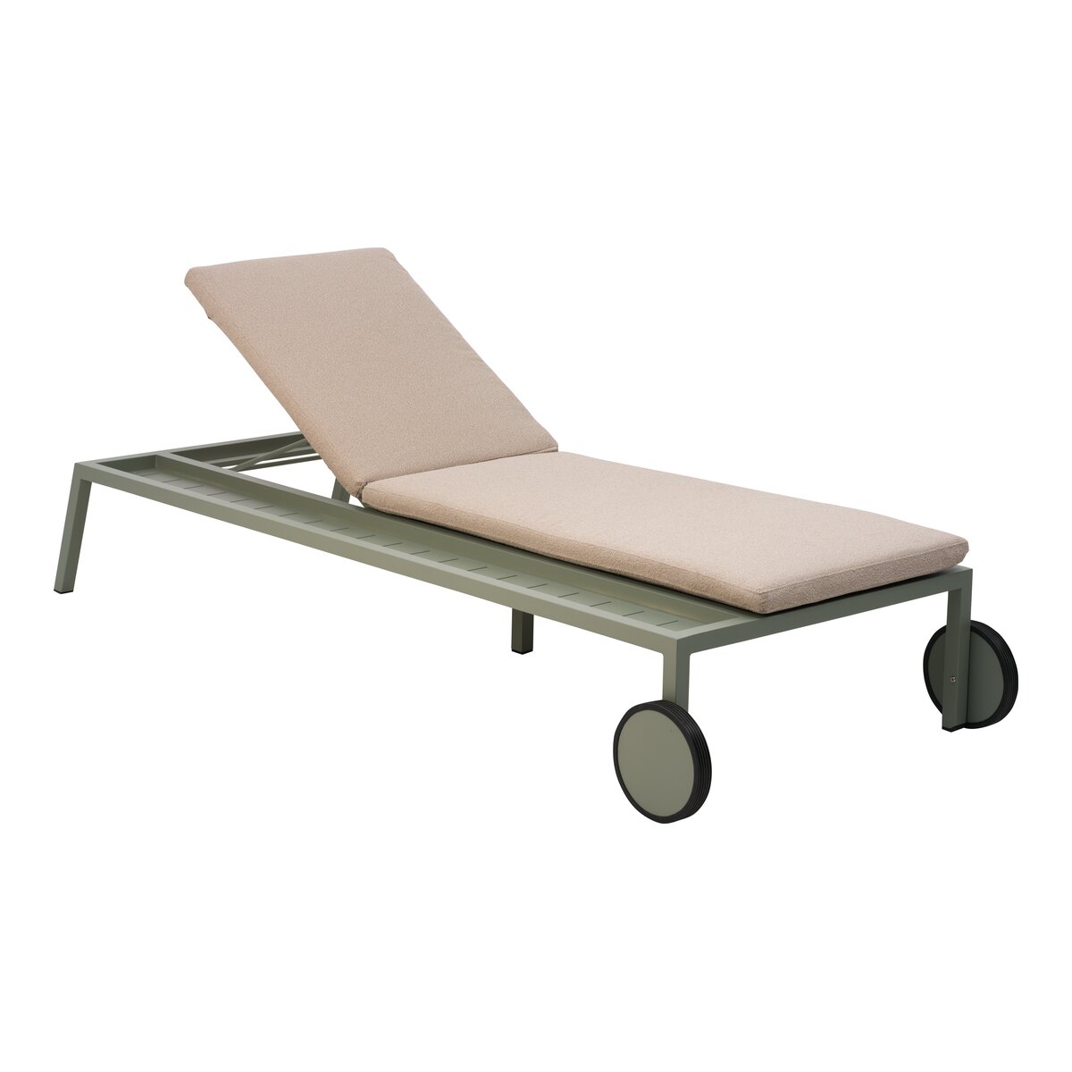 Sonnenliege Samvaro Grün/Beige - mit integrierter Ablage aus Aluminium & Olefin