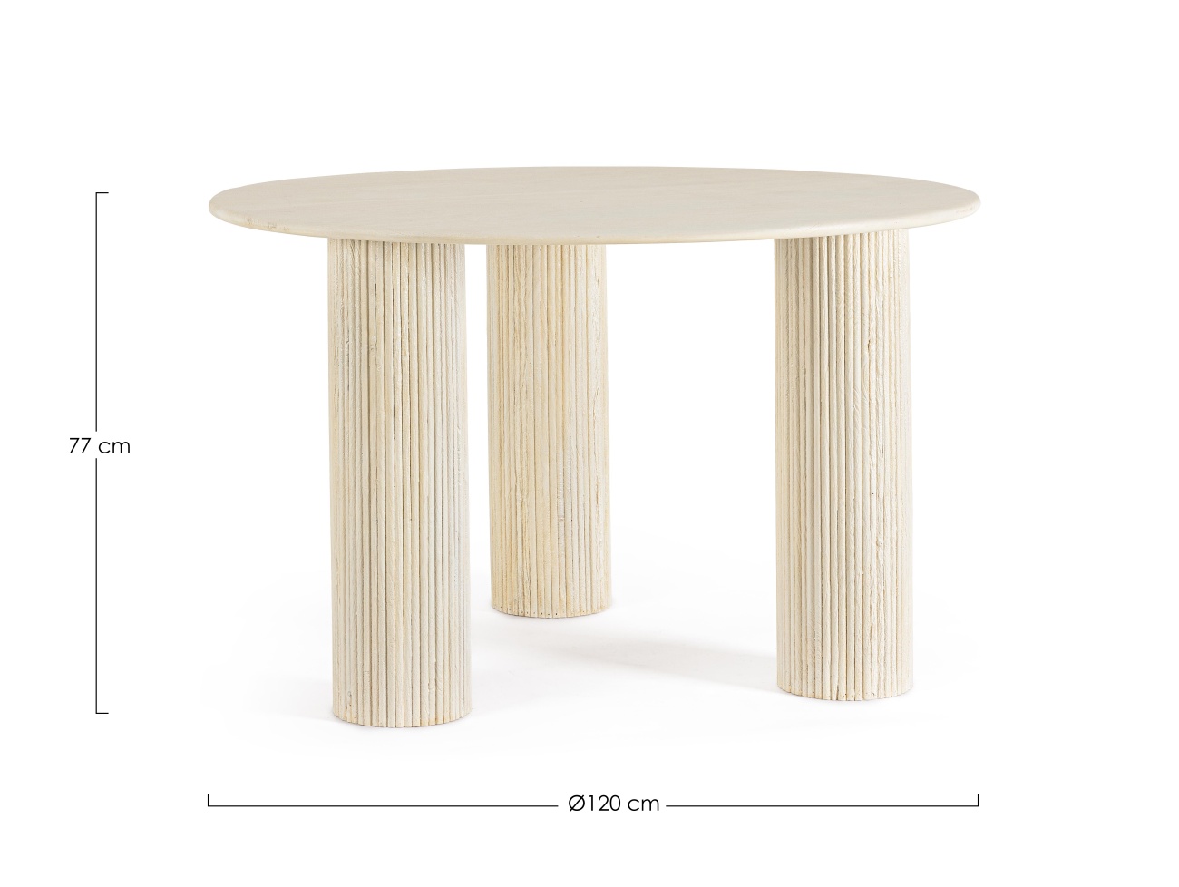 Esstisch Dacca aus Mangoholz Ø 120 cm, Creme