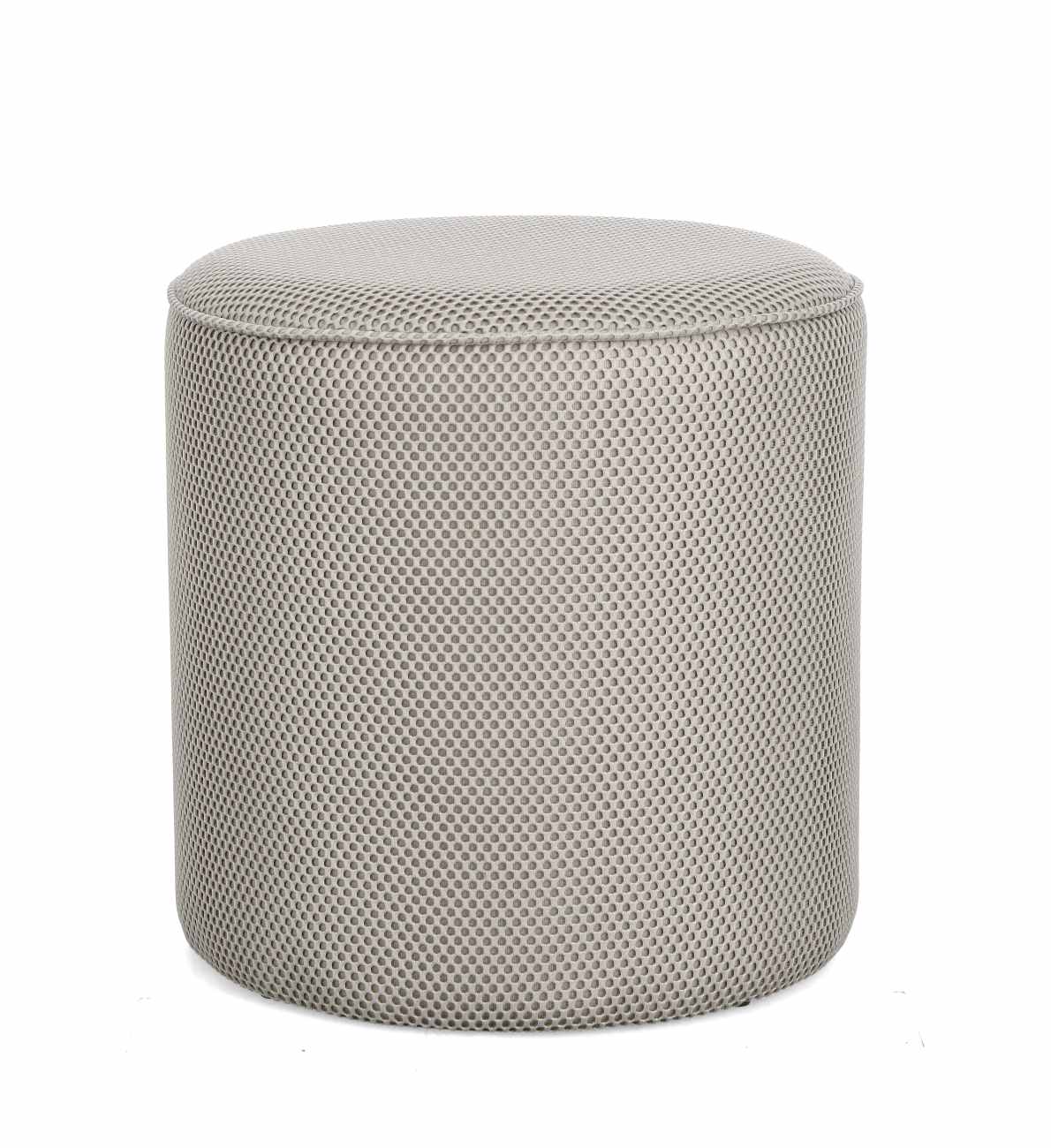 Pouf Olesya aus Waben-Stoff Ø 42 cm, Hellgrau Pouf Olesya aus Waben-Stoff Ø 42 cm, Hellgrau