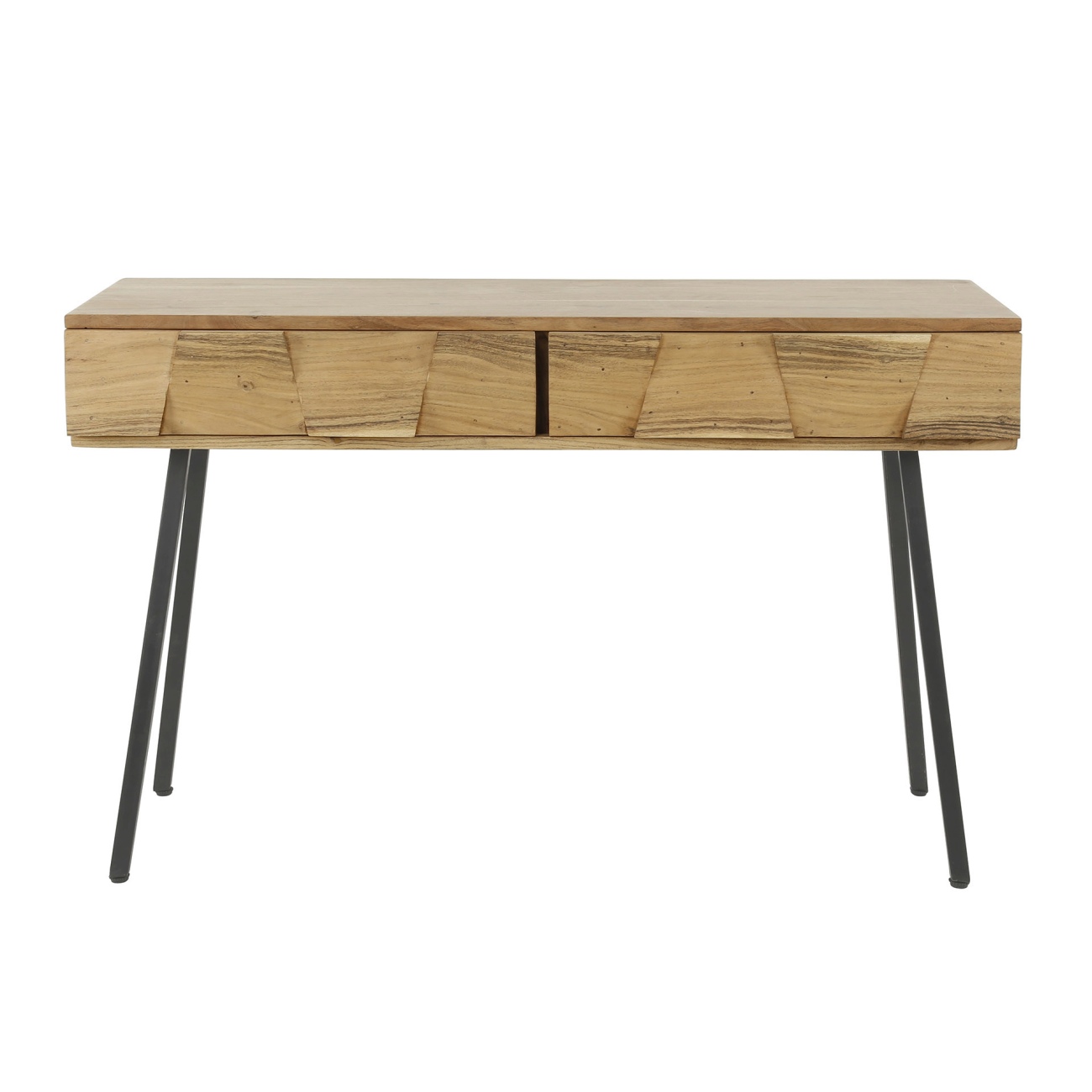 Konsole / Schminktisch Ficha - Akazienholz Natur, 2 Schubladen, 120cm