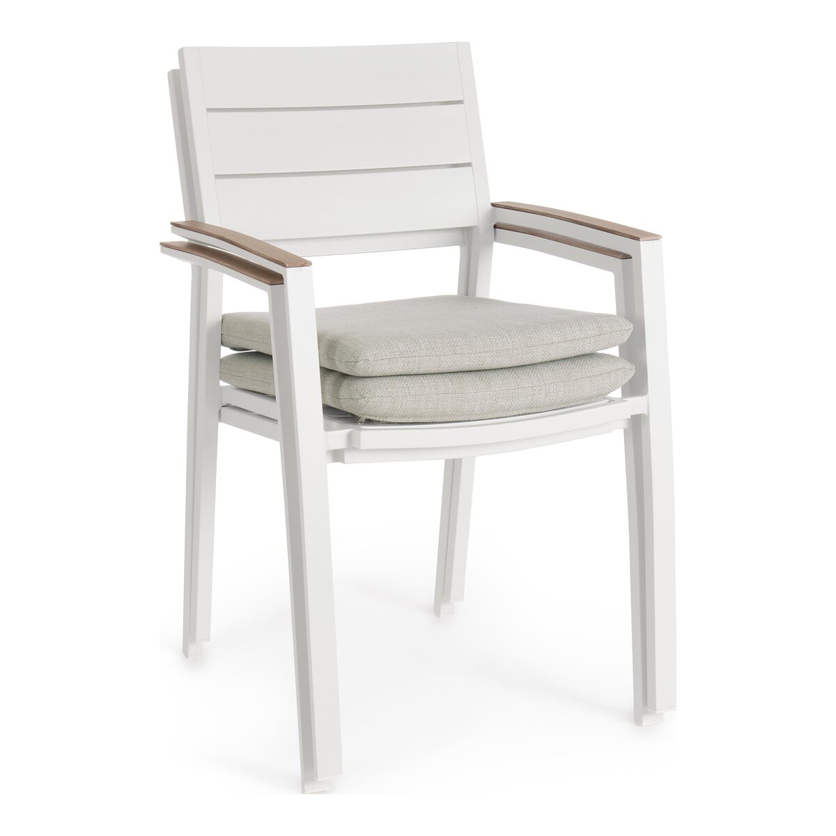 4er-Set Gartenstuhl Zelmar - Aluminium helles Grau, mit Armlehnen