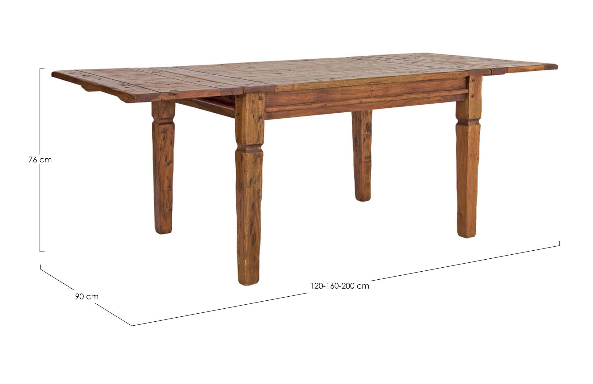 Der Esstisch Chateaux überzeugt mit seinem klassischem Design. Gefertigt wurde er aus Akazienholz, welches einen natürlichen Farbton besitzt. Das Gestell des Tisches ist auch aus Akazienholz. Der Tisch ist ausziehbar von einer Breite von 120 cm auf 200 cm