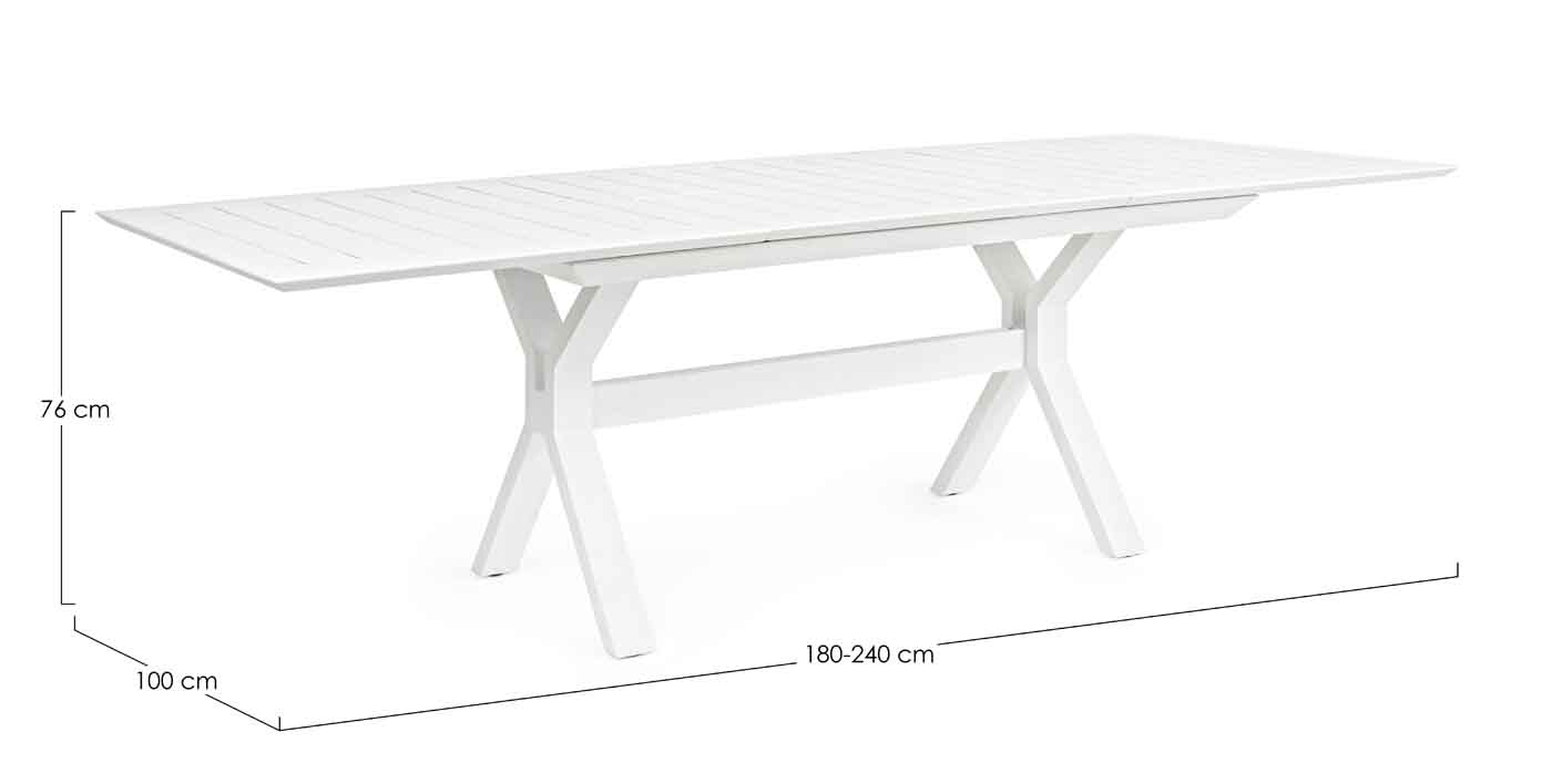 Gartentisch Kenyon Ausziehbar, 180-240x100 cm, Weiß