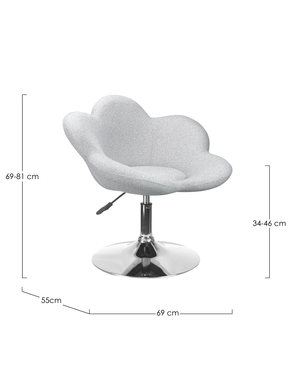 Esszimmerstuhl Fleur 2er-Set, Chrome / Hellgrau