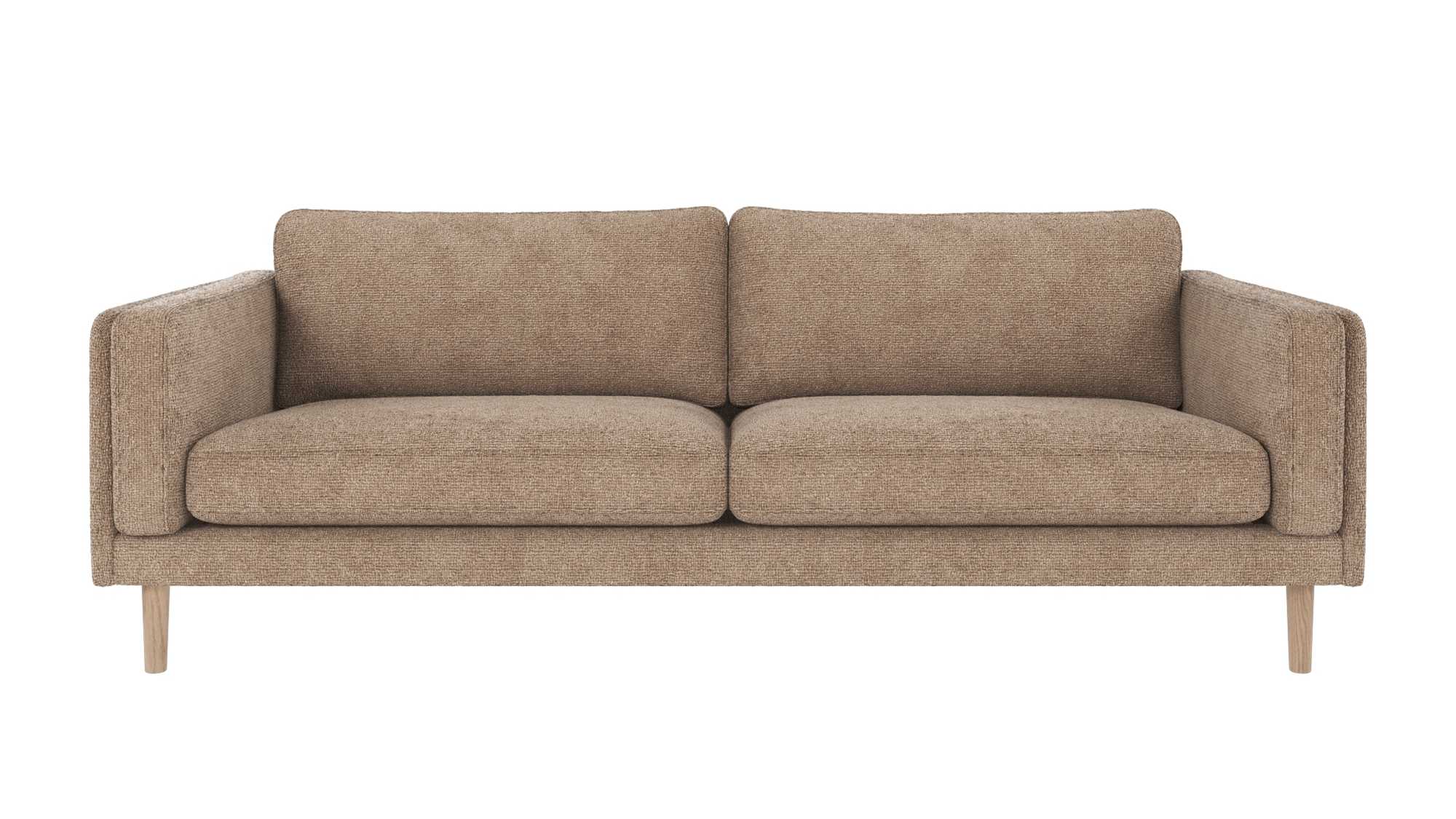 Hochwertiger Sofa Braden 3-Sitzer, Beine Weiß pigmentiert, Bezug Robin Graubeige für jede Einrichtung.