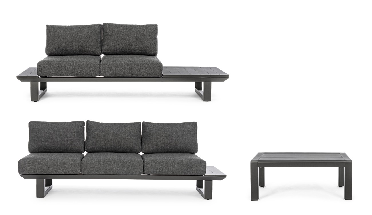 Garten-Set Konnor 3-er Gruppe, Anthrazit