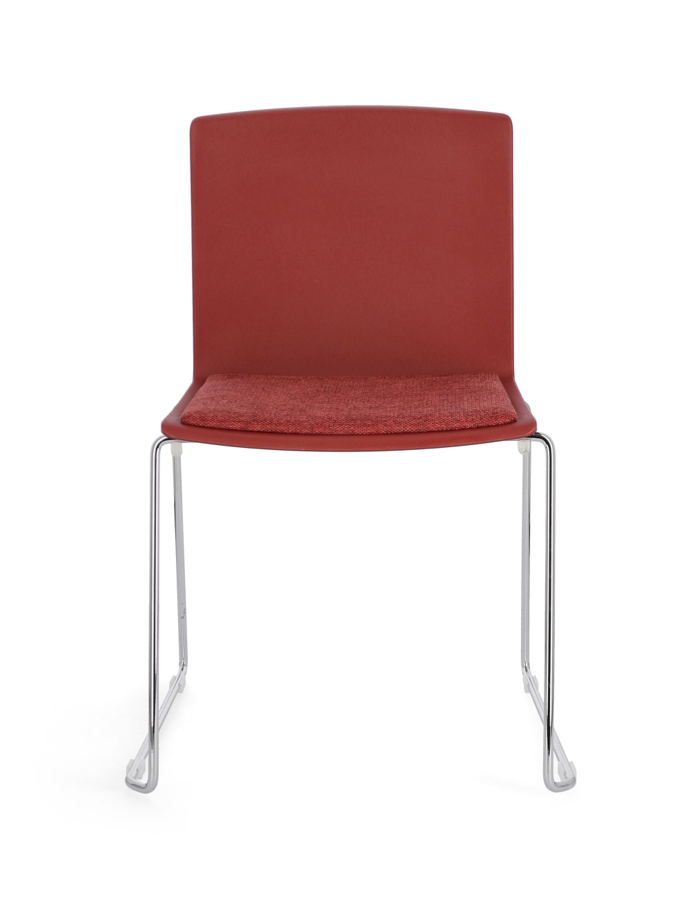 Esszimmerstuhl Giulia 4er-Set aus Metall, Silber/Rot