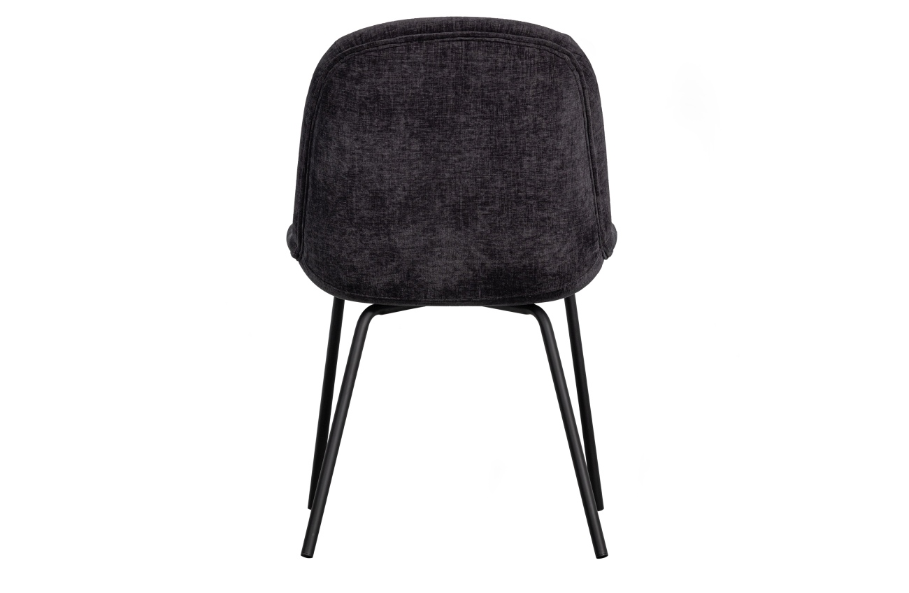 Der Esszimmerstuhl Crate überzeugt mit seinem modernen Stil. Gefertigt wurde er aus Samt, welcher einen dunkelgrauen Farbton besitzt. Das Gestell ist aus Metall und hat eine schwarze Farbe. Der Stuhl verfügt über eine Sitzhöhe von 47 cm.