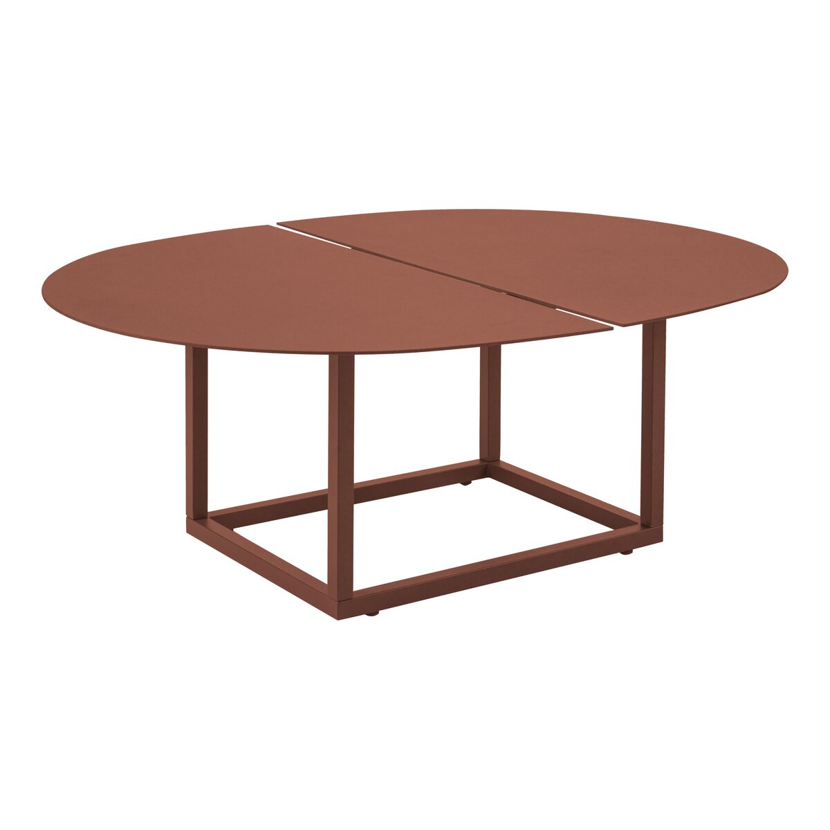 Gartencouchtisch Olive - Aluminium, Oval 110x80 cm, Zinnoberrot