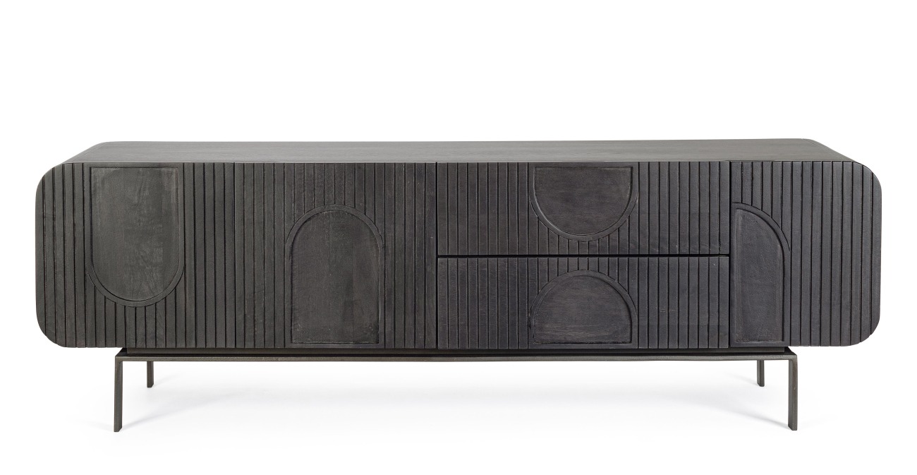 TV Board Orissa aus Mangoholz, Schwarz