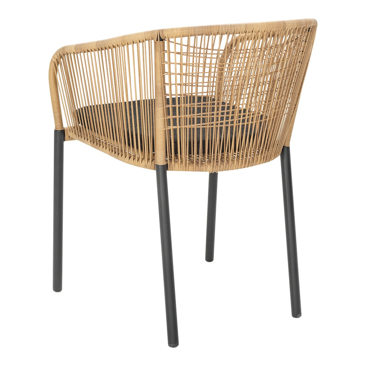 Gartenstuhl Delta mit Armlehnen - Polyrattan, Aluminium, inkl. Kissen, Anthrazit/Natur