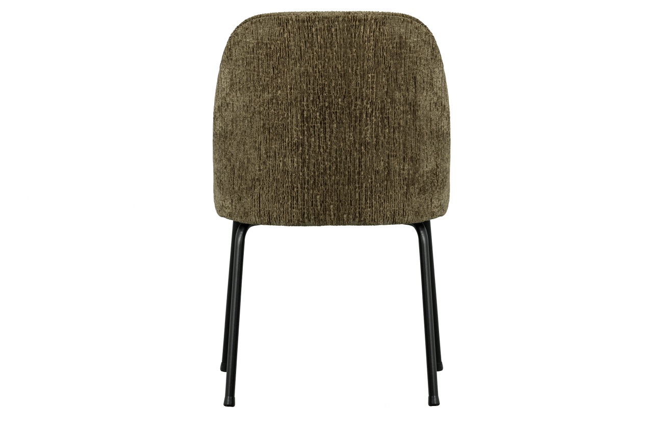 Der Esszimmerstuhl Vogue überzeugt mit seinem modernen Stil. Gefertigt wurde er aus Struktursamt, welches einen dunkelbraunen Farbton besitzt. Das Gestell ist aus Metall und hat eine schwarze Farbe. Der Sessel besitzt eine Größe von 57x50 cm.