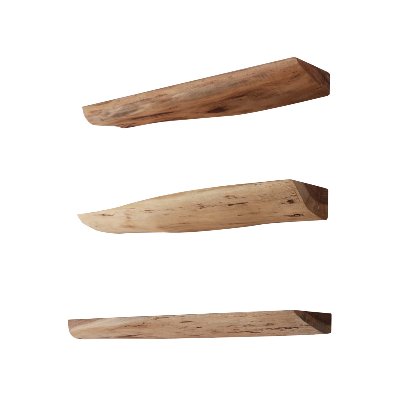 3er-Set Wandregal Bordna - Akazienholz massiv Natur, 60 cm 3er-Set Wandregal Bordna - Akazienholz massiv, natürliche Kante, 60 cm