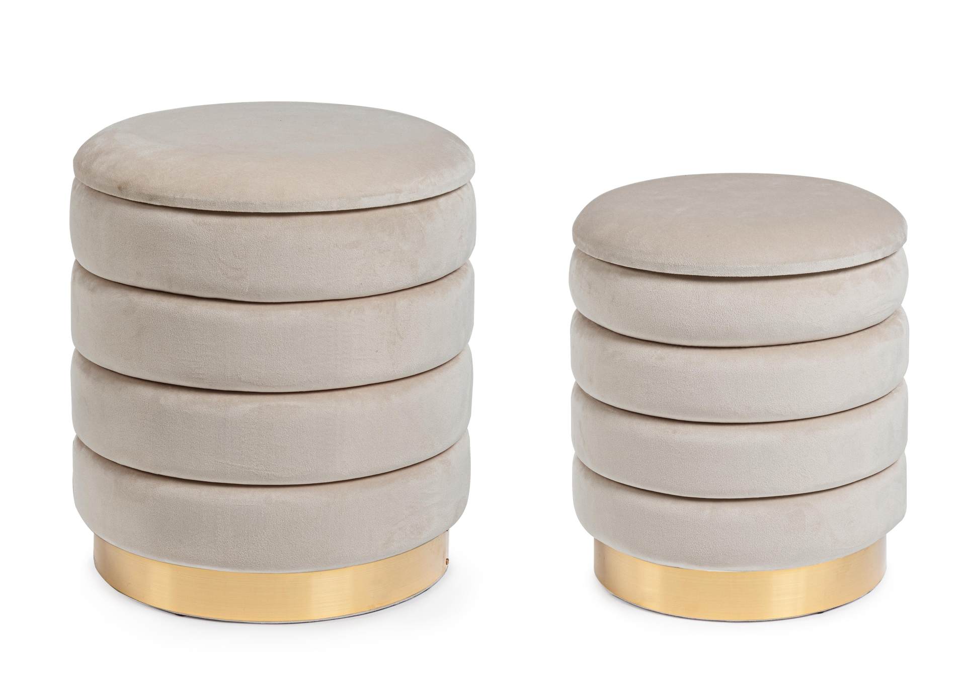 Pouf Darina 2er-Set in Samt-Optik, Beige Pouf Darina 2er-Set in Samt-Optik, Beige