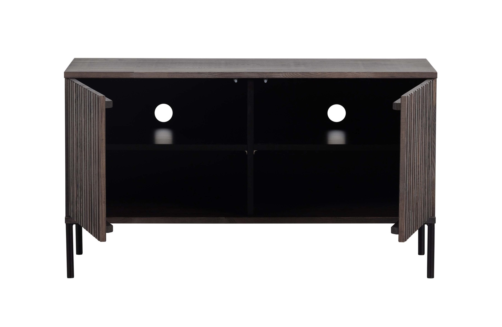 TV-Board Gravure aus Eschenholz 100 cm, Espresso