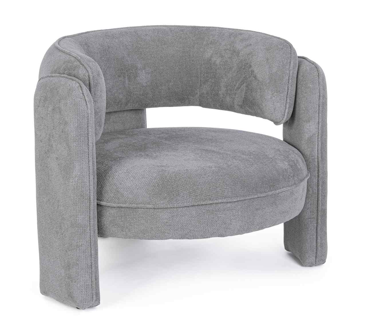 Der Sessel Aisha überzeugt mit seinem modernen Stil. Gefertigt wurde er aus Stoff, welcher einen grauen Farbton besitzt. Der Sessel besitzt eine Sitzhöhe von 44 cm.