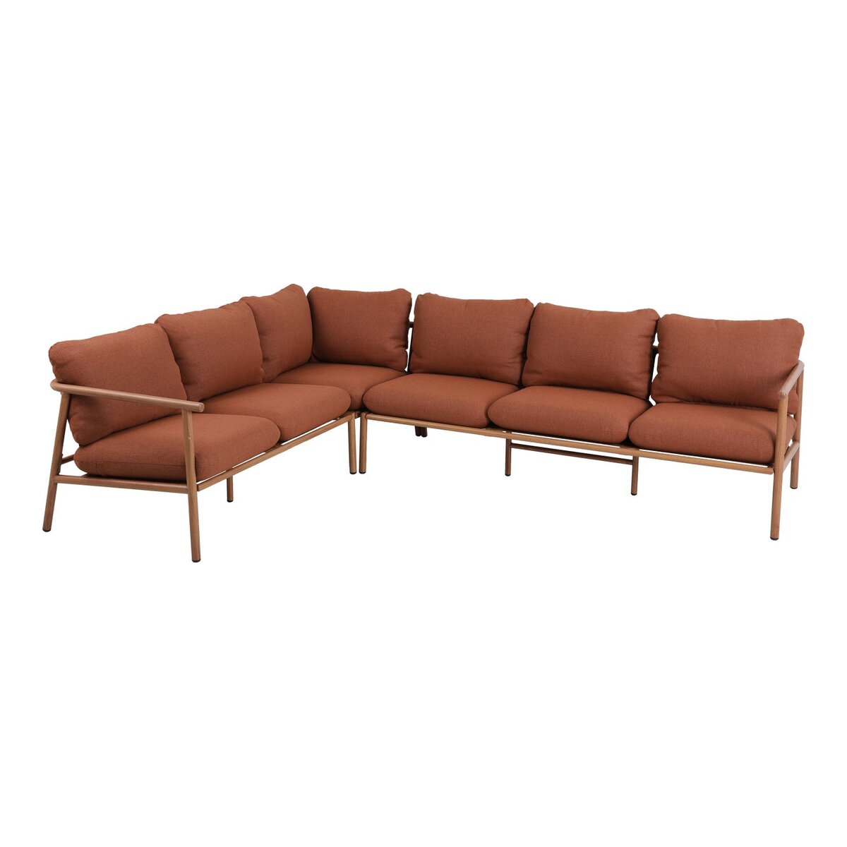 Gartenecksofa Cavero - Aluminium Natur, Olefin-Bezug Terrakota