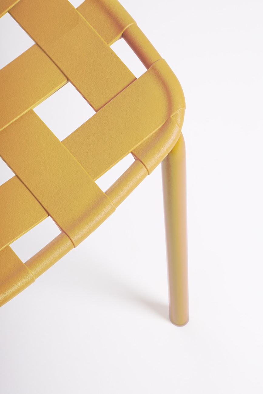 Gartenstuhl Clover aus Metall, Ocker