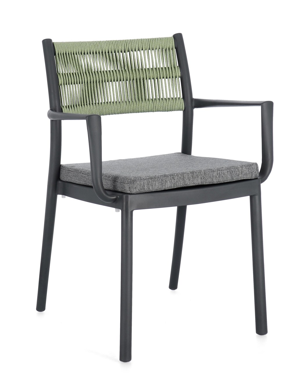 Gartenstuhl Alvin mit Armlehne, Anthrazit / Grün Gartenstuhl Alvin mit Armlehne, Anthrazit / Grün