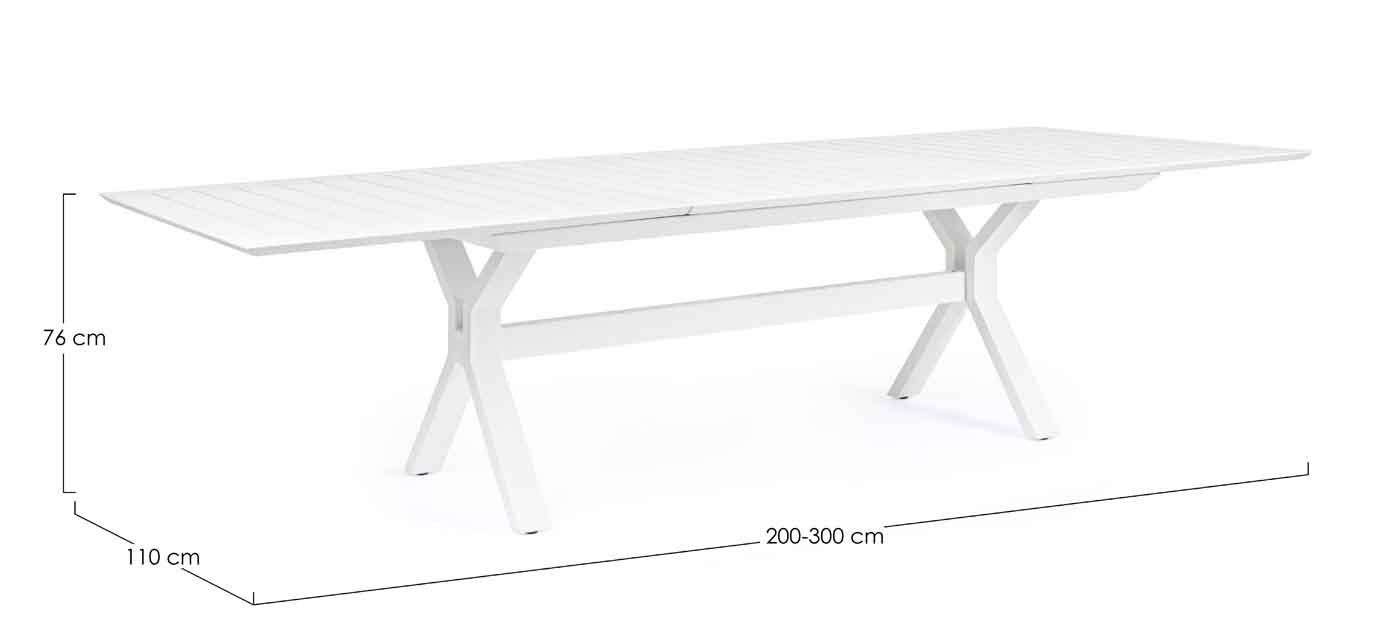 Gartentisch Kenyon Ausziehbar, 200-300x110 cm, Weiß