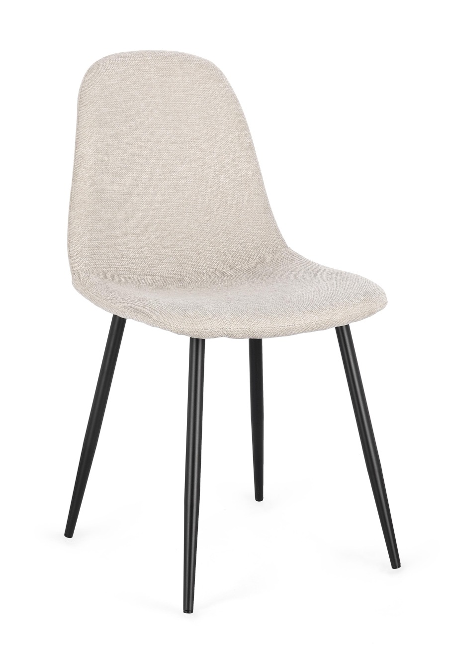 Esszimmerstuhl New Irelia 4er-Set aus Stoff, Beige/Taupe