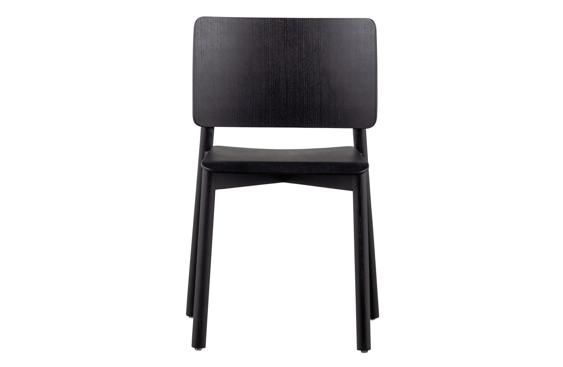 Der Esszimmerstuhl Karel wurde aus Eschenholz gefertigt und besitzt eine schwarze Farbe. Der Stuhl ist in zwei verschiedenen Varianten erhältlich