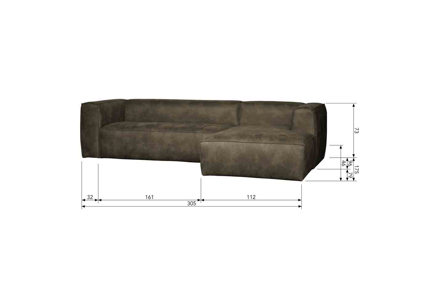 Ecksofa Bean Eco Leder, rechts Army