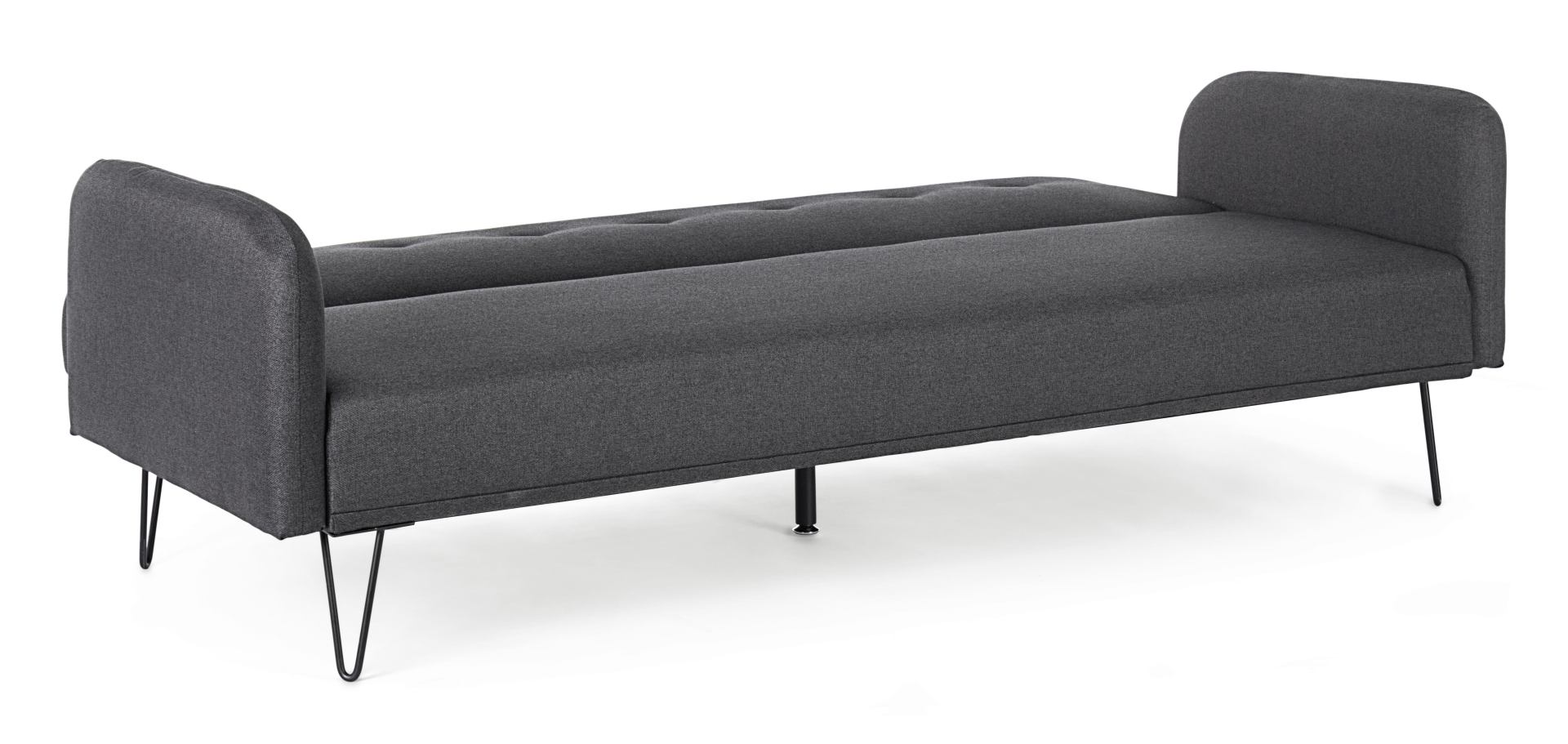 Das Schlafsofa Bridjet überzeugt mit seinem klassischen Design. Gefertigt wurde es aus Stoff, welcher einen schwarzen Farbton besitzt. Das Gestell ist aus Metall und hat eine schwarzen Farbe. Die Schlaffunktion hat ein Maß von 180x105 cm. Das Sofa ist in 