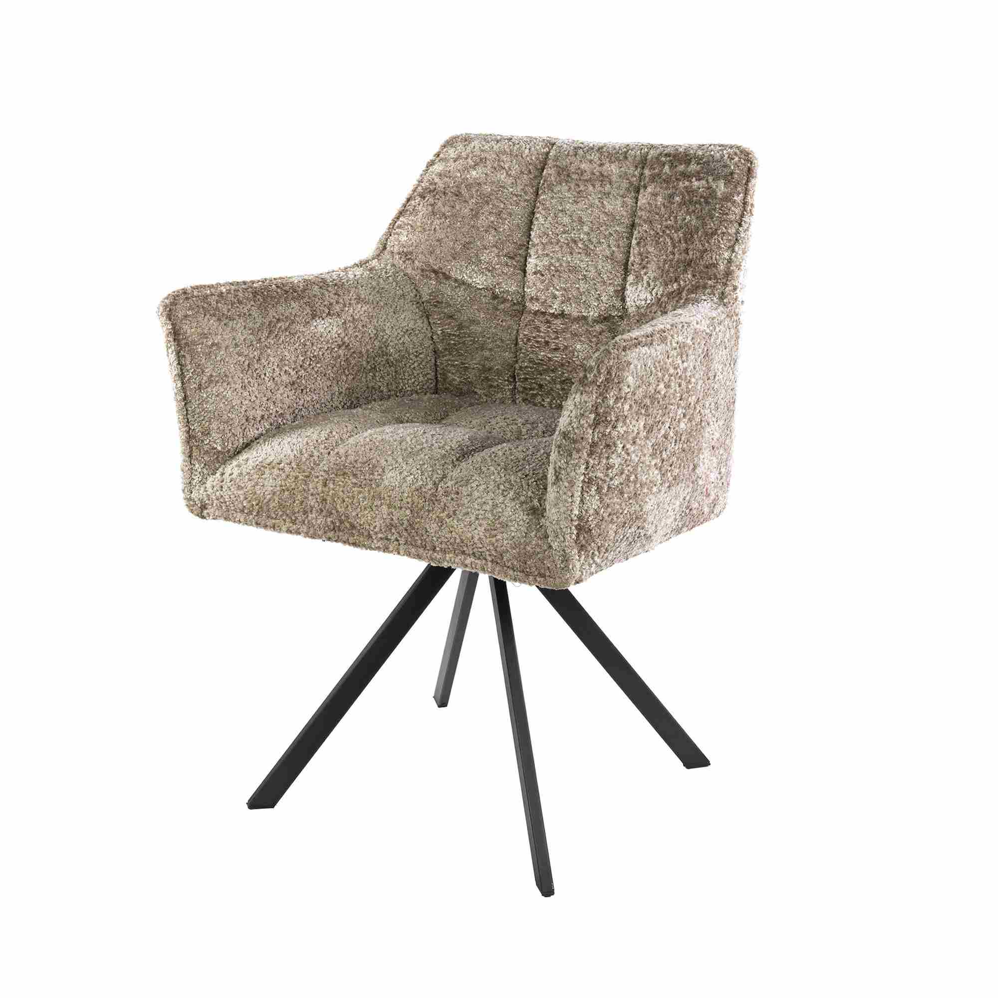 2er-Set Armstuhl Retar 360° drehbar mit Steppnähten, Teddy-Stoff, Sand