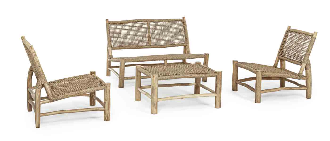Cooles 2 Sitzer Sofa Lampok gefertigt aus Teakholzästen und einer Kunstfaser