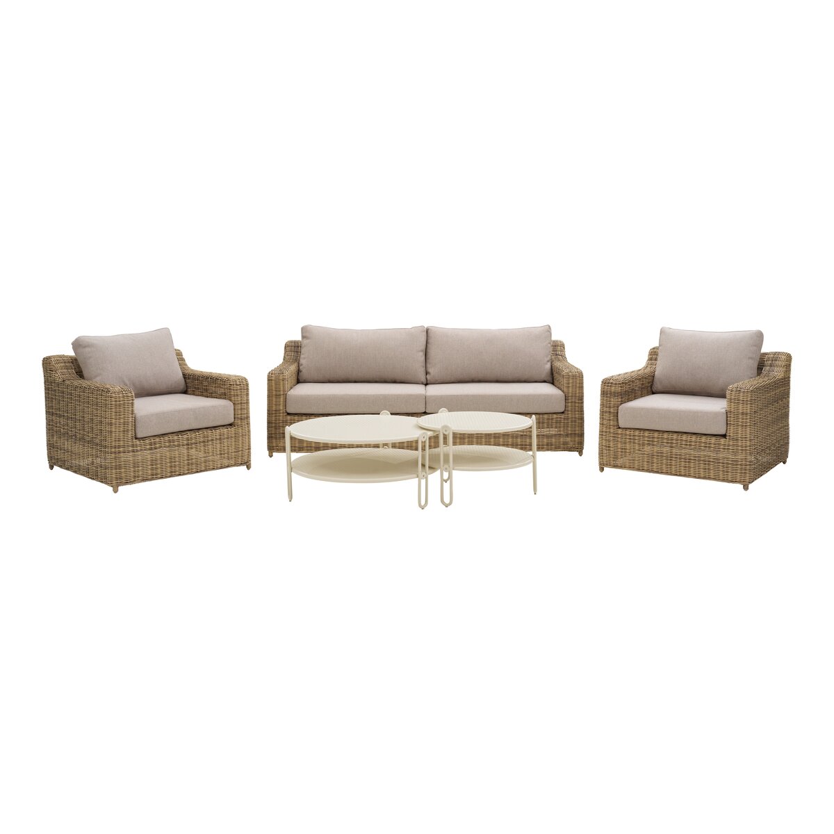 Gartensessel Glendon Natur - Polyrattan & wasserabweisender Stoff