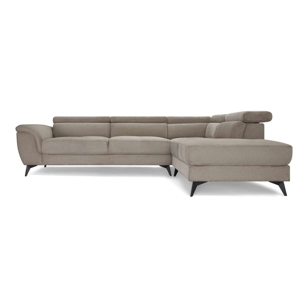 Ecksofa Sibet Rechts Taupe - mit OEKO-TEX Bezug & Kopfstütze