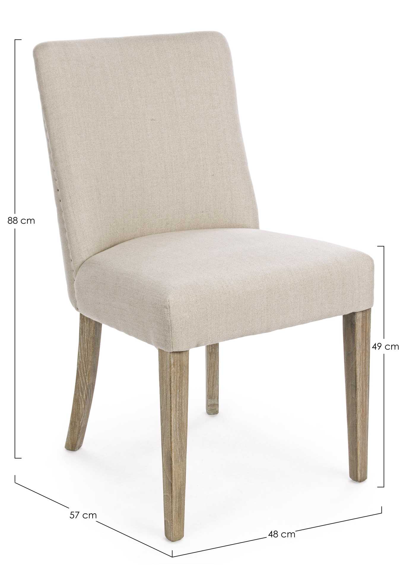 Der Esszimmerstuhl Beatriz überzeugt mit seinem klassischem Design.gefertigt wurde der Stuhl aus einem Leinen-Bezug, welcher einen natürlichen Farbton besitzt. Das Gestell ist aus Eichenholz und ist natürlichen gehalten. Die Sitzhöhe beträgt 49 cm.
