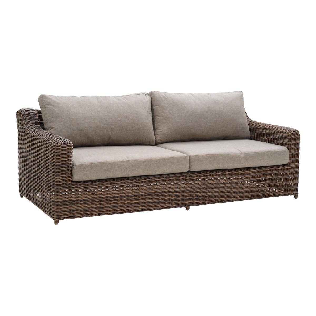 Gartensofa Glendon 2,5-Sitzer, Polyrattan & wasserabweisender Stoff, Dunkelbraun
