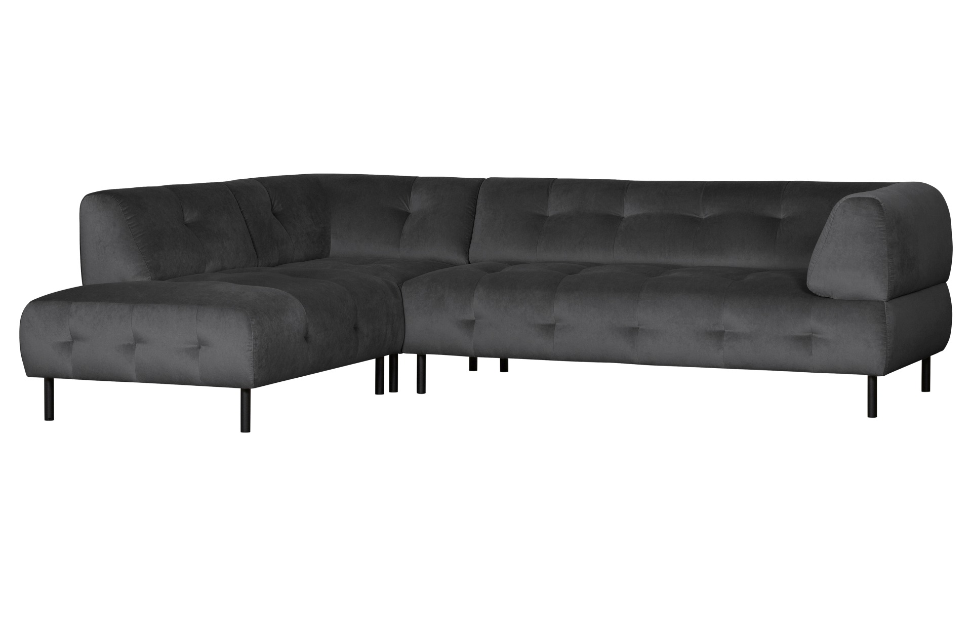 Ecksofa Lloyd mit Samtbezug, Links, Schwarz Ecksofa Lloyd mit Samtbezug, Links, Schwarz