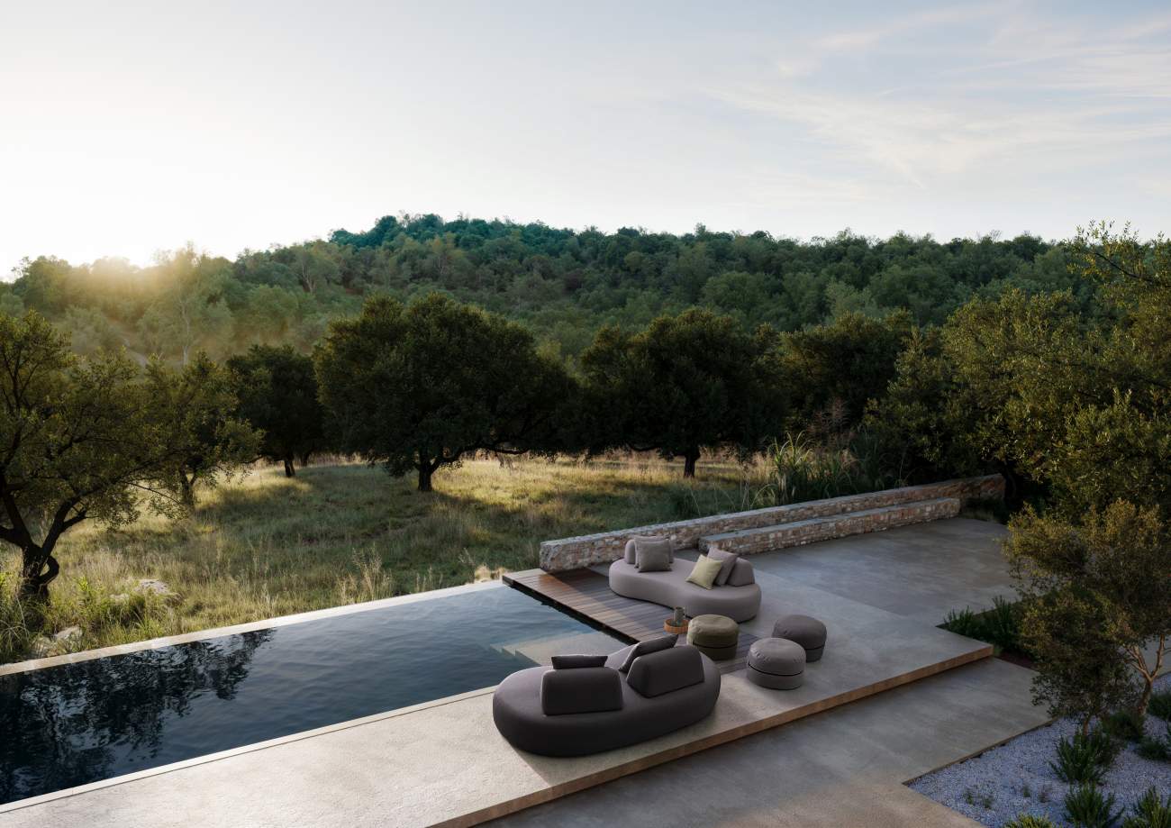 Gartensofa Cooper aus Olefin-Stoff, Grau