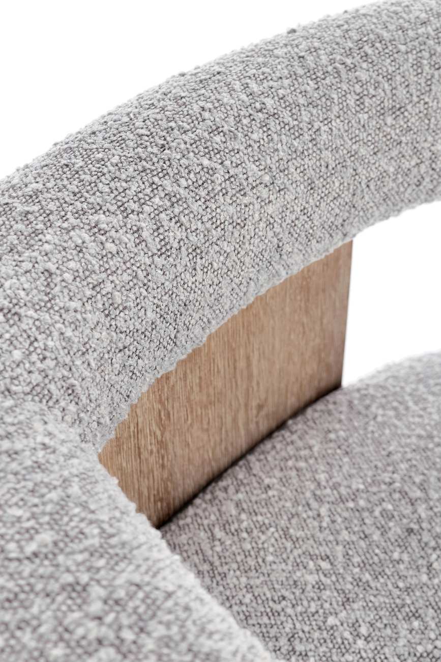 Esszimmerstuhl Agape aus Boucle, Grau / Natur