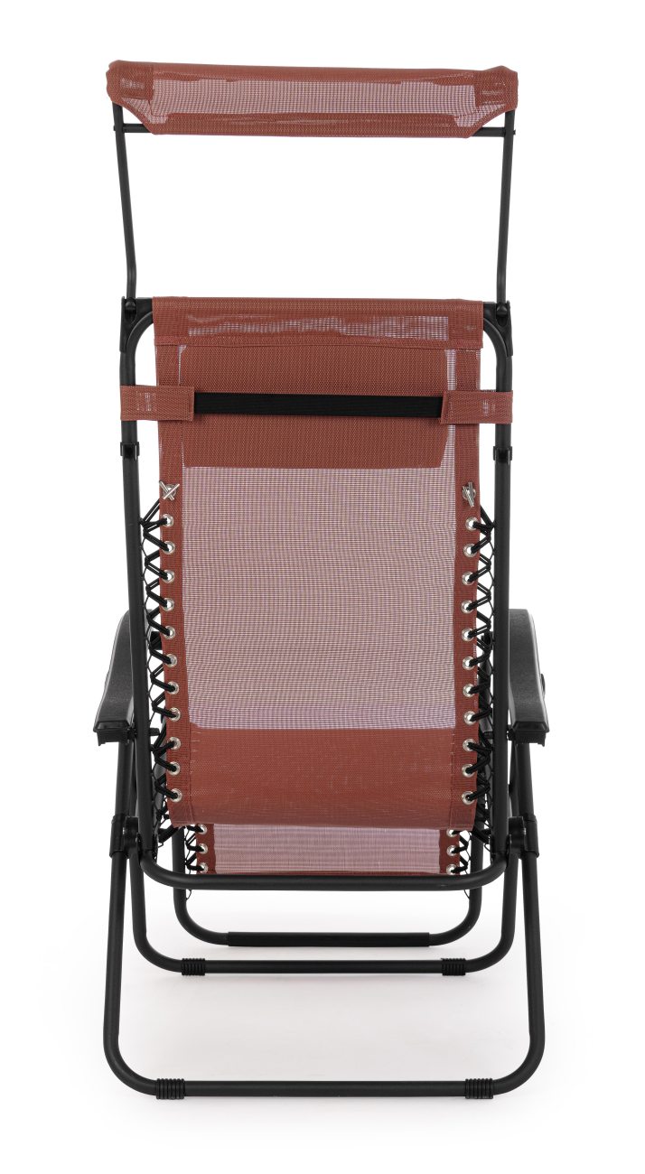 Der Loungesessel Wayne überzeugt mit seinem modernen Design. Gefertigt wurde er aus Textilene, welches einen roten Farbton besitzt. Das Gestell ist aus Metall und hat eine schwarze Farbe. Der Sessel ist klappbar und besitzt ein Dach