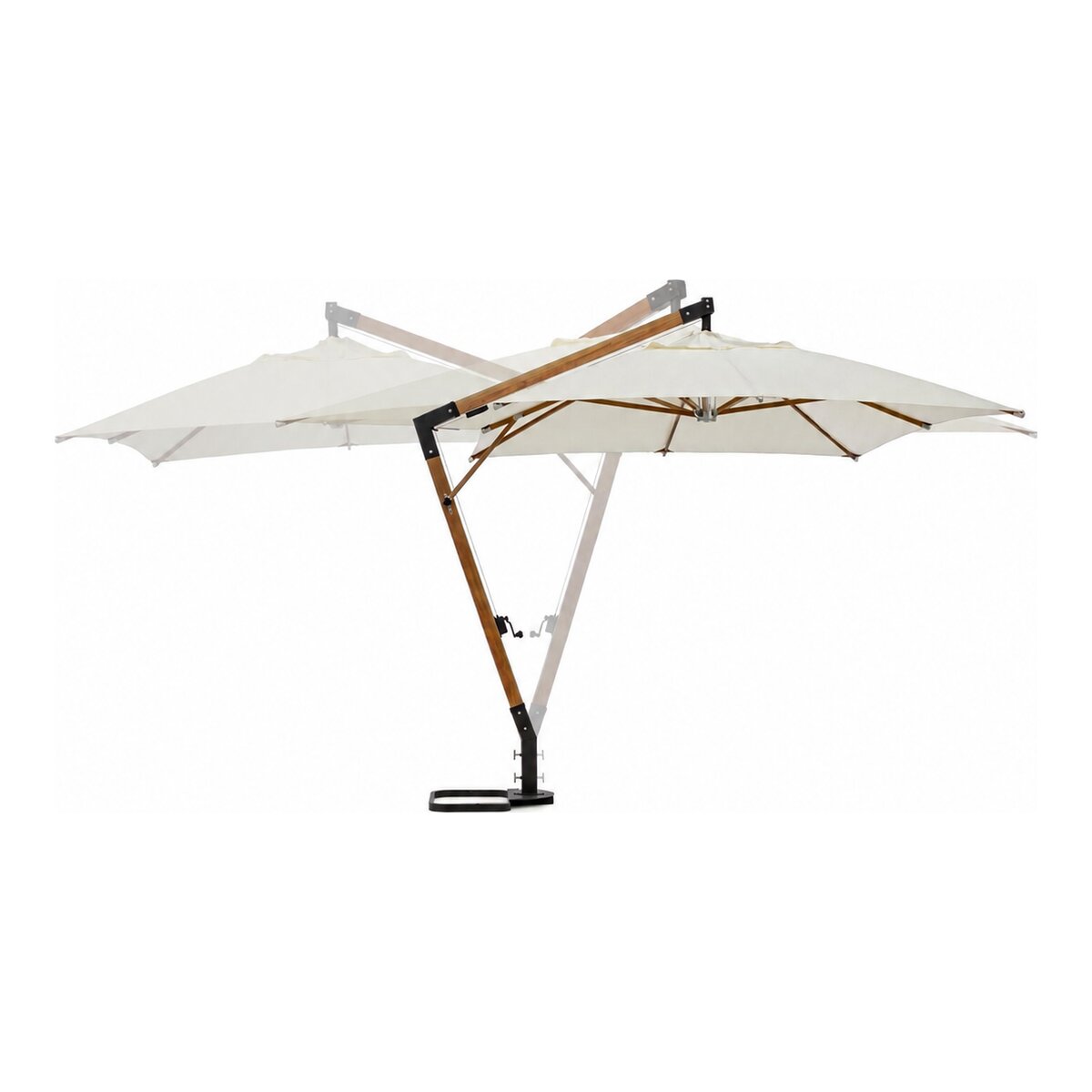 Ampelschirm Capua - Teakholz Natur, Polyester-Stoff Ecru, 3x3 m