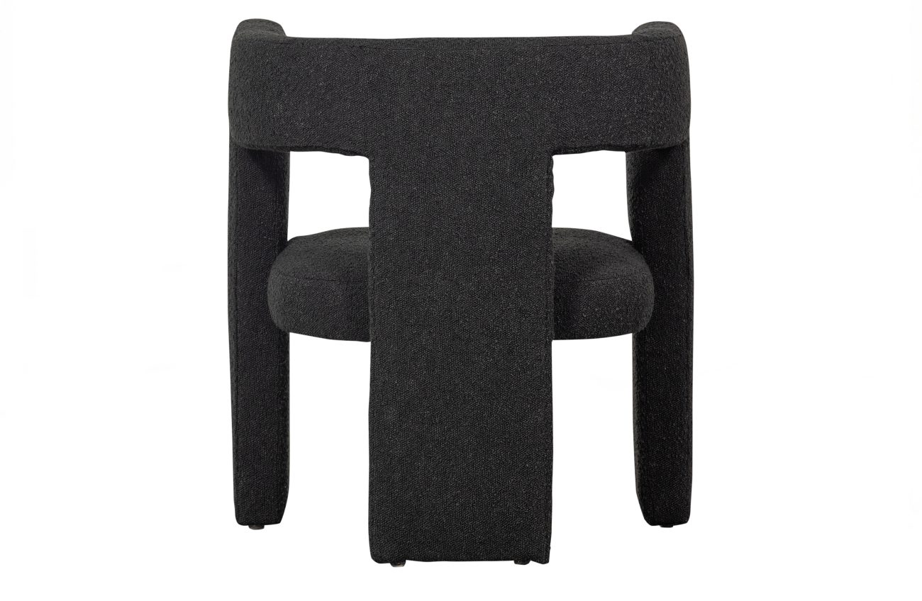 Der Sessel Tiwa überzeugt mit seinem modernen Design. Gefertigt wurde er aus Boucle Stoff, welcher einen Dunkelgrauen Farbton besitzt. Das Gestell ist auch aus groben Samt und hat eine dunkelgraue Farbe. Der Sessel besitzt eine Sitzhöhe von 42 cm.