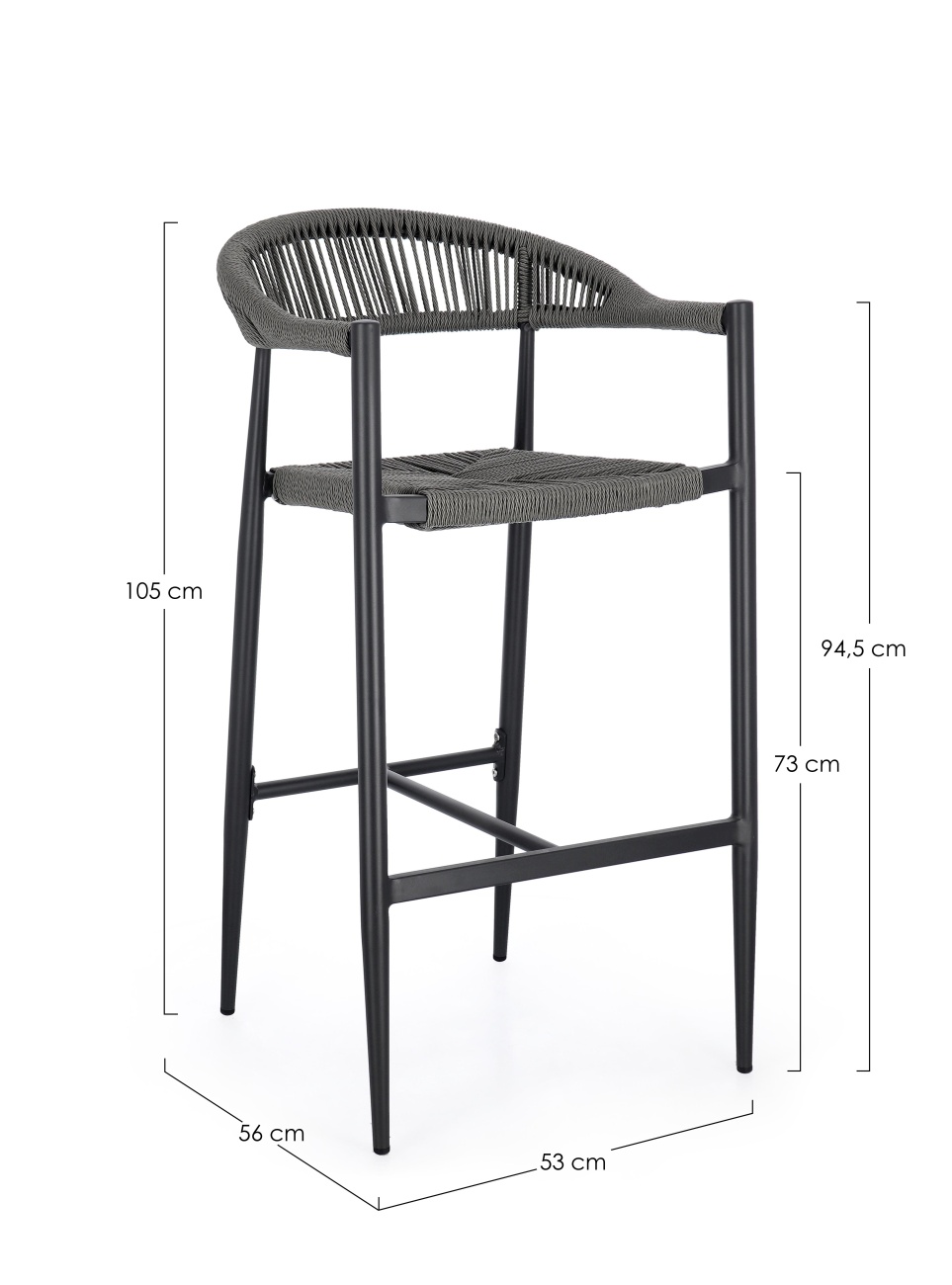 Gartenbarhocker Jandia aus Aluminium, Anthrazit / Grau