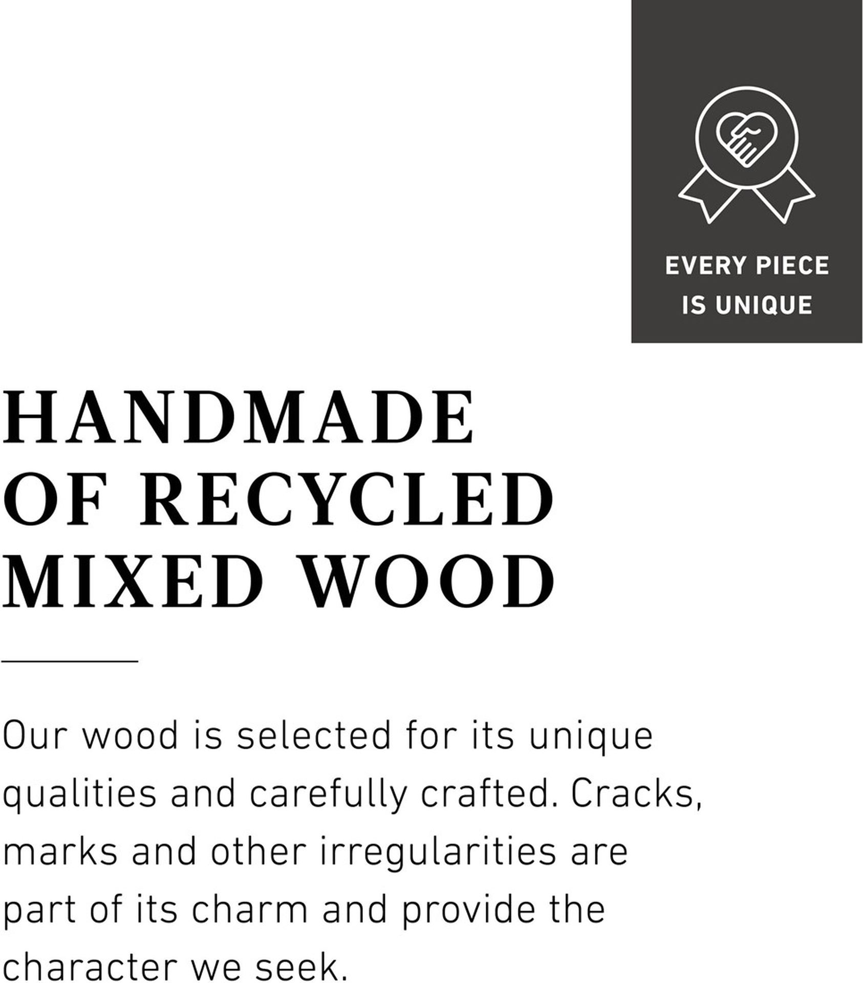 Die Konsole Timber wurde aus verschiedenen Holzarten gefertigt. Das Gestell ist aus Metall uns ist Schwarz. Die Konsole überzeugt mit ihrem massivem aber auch modernem Design. Sie besitzt eine Länge von 180 cm.