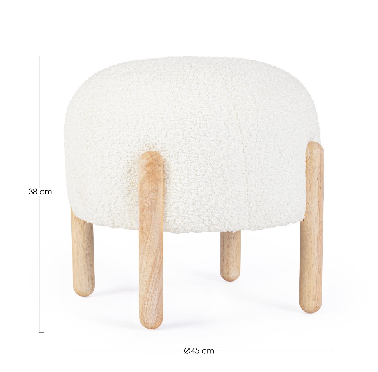 Hocker Dayla aus Boucle-Stoff, Weiß