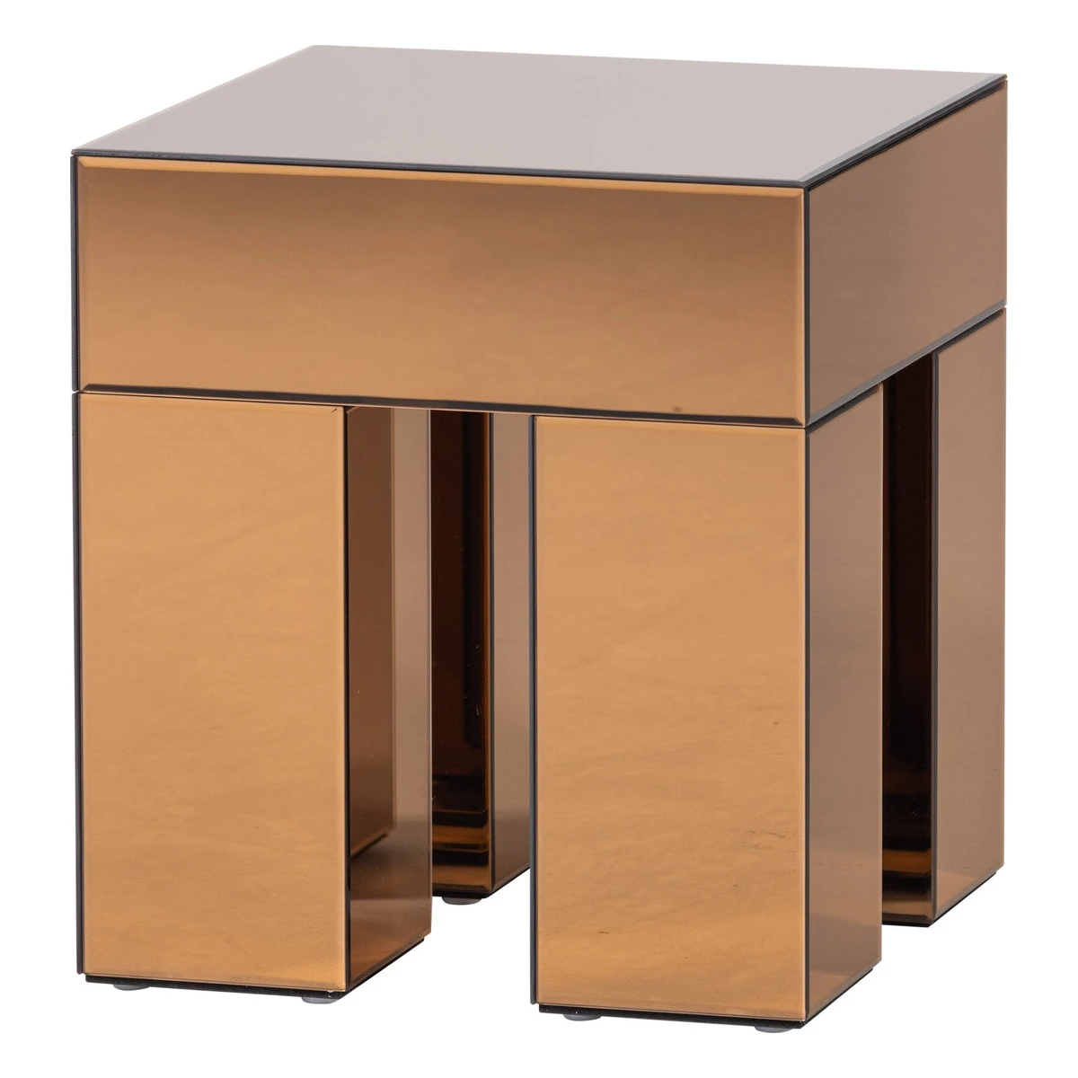 Beistelltisch Mirror - Holz & Spiegelglas Braun, 45 x 45 cm