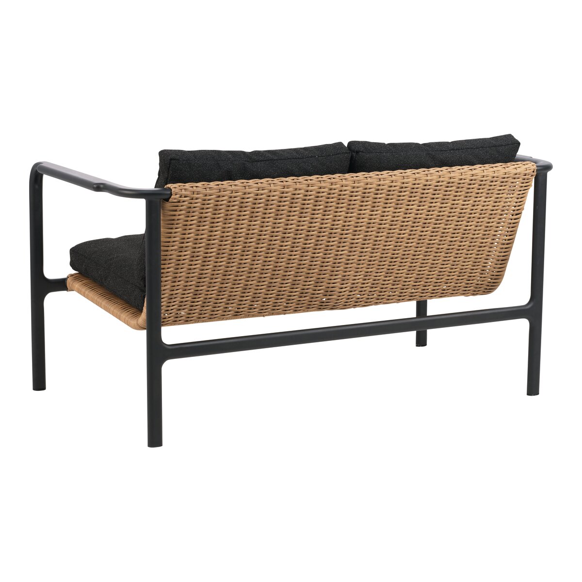 Gartensofa Motty 2-Sitzer, Aluminium & Polyrattan, Schwarz