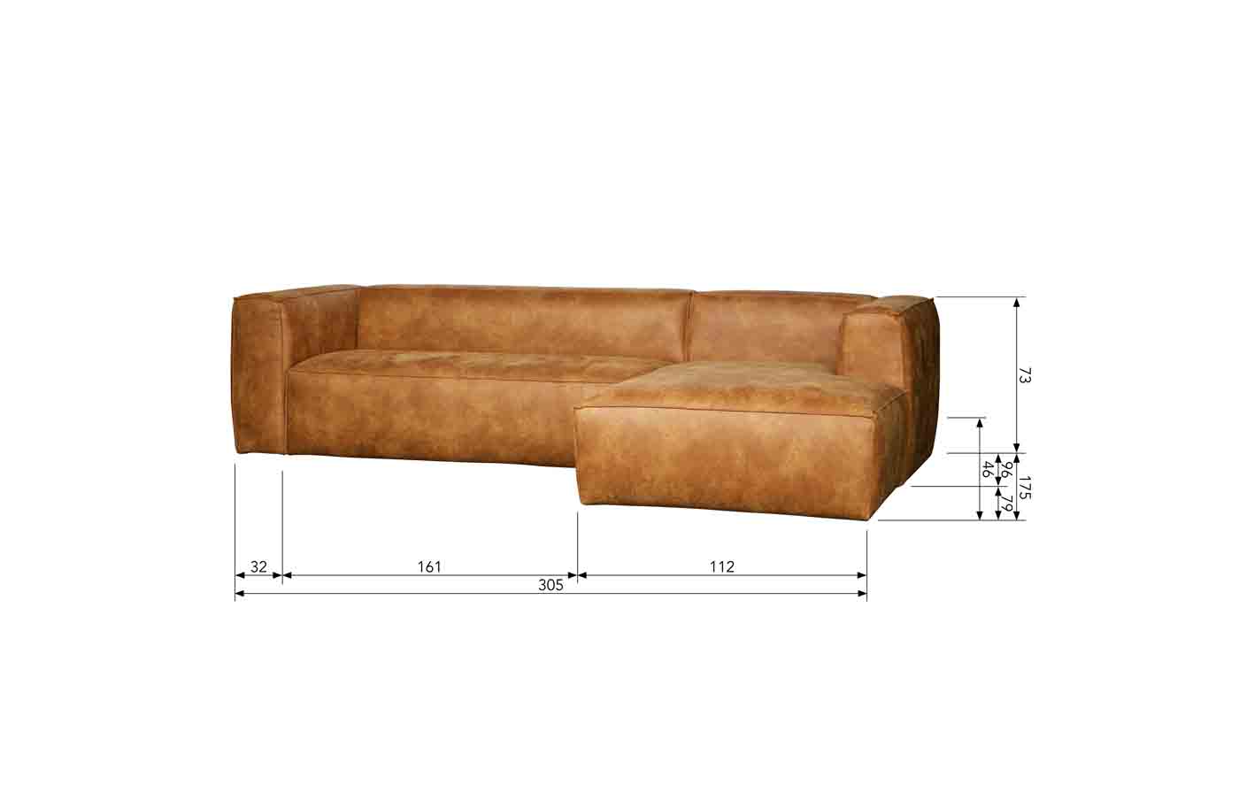 Ecksofa Bean Eco Leder, rechts Cognac