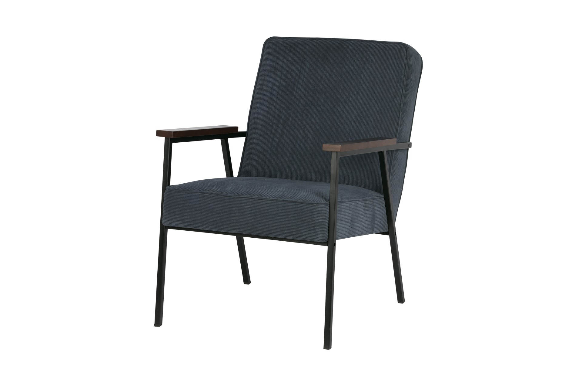 Der Stilvolle Sessel Sally überzeugt mit seinem skandinavisch aber auch modernen Design. Gefertigt wurde der Sessel aus Metall und hat einen Stoffbezug in Cord-Optik. Die zwei Armlehnen sorgen für einen bequemes Sitzen. Der Sessel hat die Farbe Stahlblau.