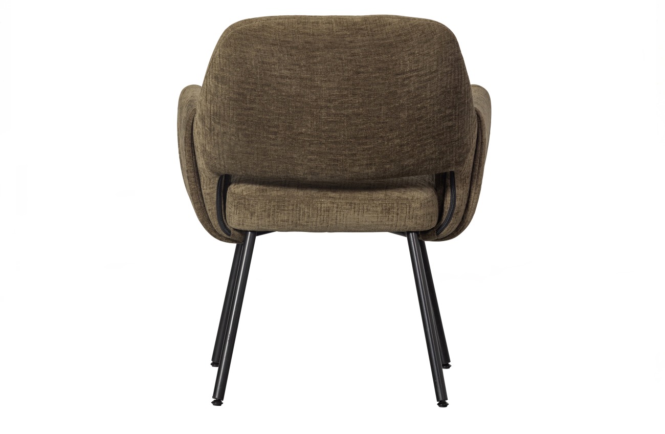 Der Esszimmerstuhl Silk überzeugt mit seinem modernen Stil. Gefertigt wurde er aus groben Occa-Samt, welches einen grünen Farbton besitzt. Das Gestell ist aus Metall und hat eine schwarze Farbe. Der Stuhl verfügt über eine Sitzhöhe von 44 cm.